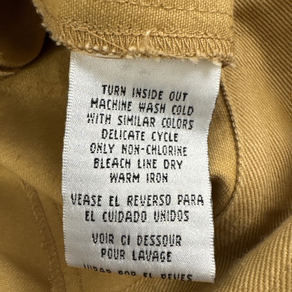 VTG 80s/90s Apart Denim Jacket  Size 12 Camel Tan Gold Grid Strap Studded Stains - Picture 10 of 10